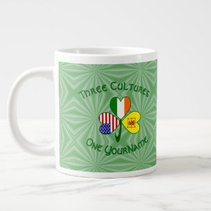 Shamrock Scot Lion Ireland USA Flags Personalized  Large Coffee Mug