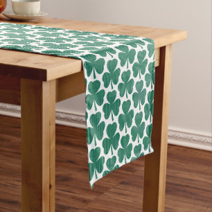 Shamrock Shape Plaid Classic Green Table Runner