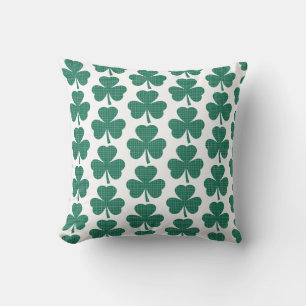 Shamrock Shape Plaid Classic Green Throw Pillow