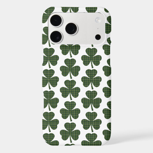 Shamrock Shape Plaid Dark Green iPhone Slim Case (Back)