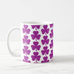 Shamrock Shape Plaid Pink Purple Coffee Mug