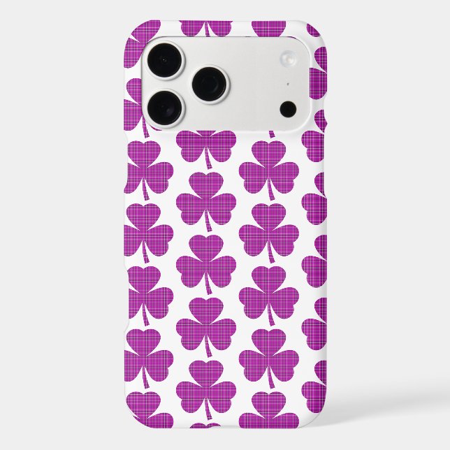 Shamrock Shape Plaid Pink Purple iPhone Case (Verso)