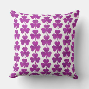 Shamrock Shape Plaid Pink Purple Throw Pillow