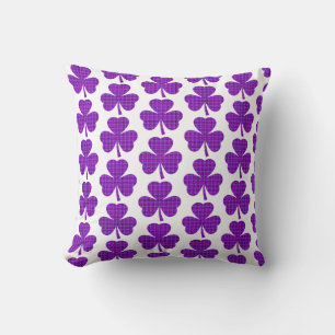 Shamrock Shape Plaid Purple Throw Pillow