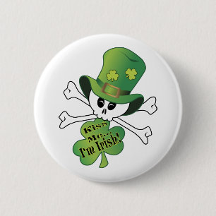 Shamrock Skull 2 Inch Round Button