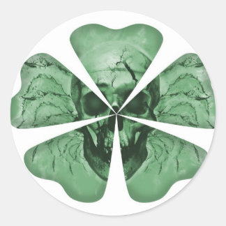 Shamrock Skull Classic Round Sticker