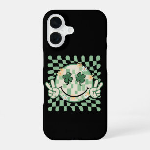 Shamrock Smile Face Funny St Patrick's Day iPhone 16 Case