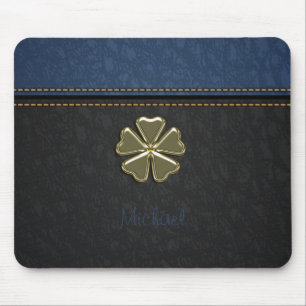 Shamrock St.Patrick`s Day,Blue Leather Mouse Pad