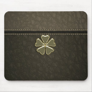 Shamrock St.Patrick`s Day,Brown Leather Mouse Pad