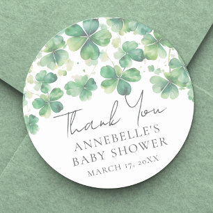 Shamrock St. Patrick's Day Baby Shower  Classic Round Sticker