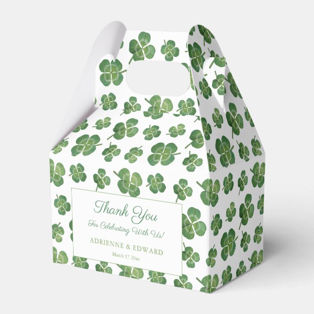 Shamrock St Patricks Day Co-ed Wedding Shower Favor Box (Front Side)