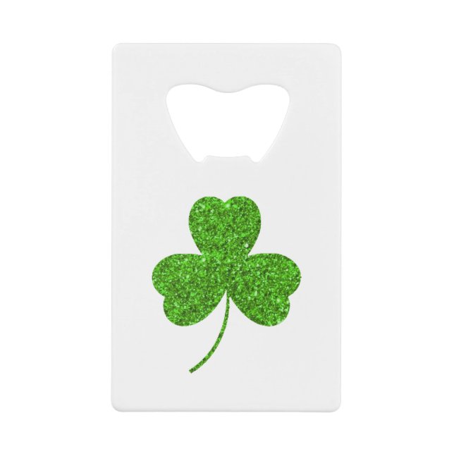 Shamrock St. Patrick's Day Credit Card Bottle Opener (Front)