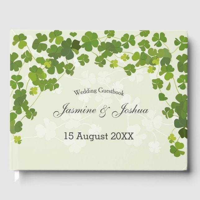 shamrock St Patricks day customize text Guest Book (Front)