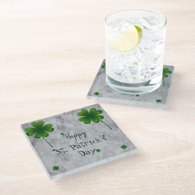 Shamrock St. Patrick's Day Glass Coaster (Angled)