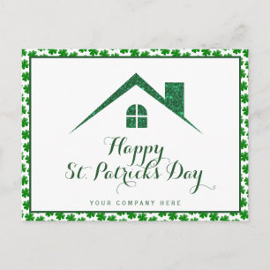 Shamrock St. Patricks Day Real Estate Green House Postcard
