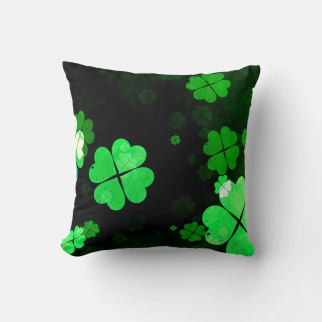 Shamrock St. Patrick's Day Throw Pillow (Front)