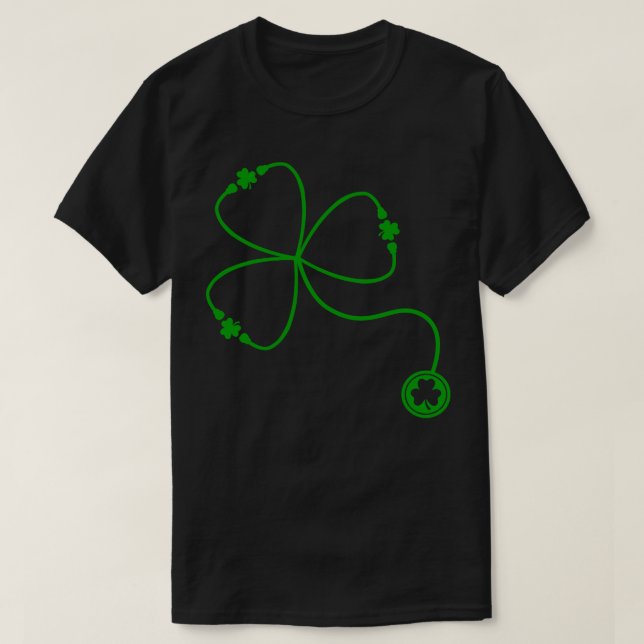 Shamrock stethoscope for St Patricks day nurse in  T-Shirt (Design Front)