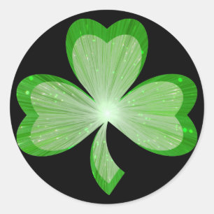 Shamrock sticker round black