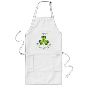 Shamrock Three Leaf Clover Graphic Long Apron