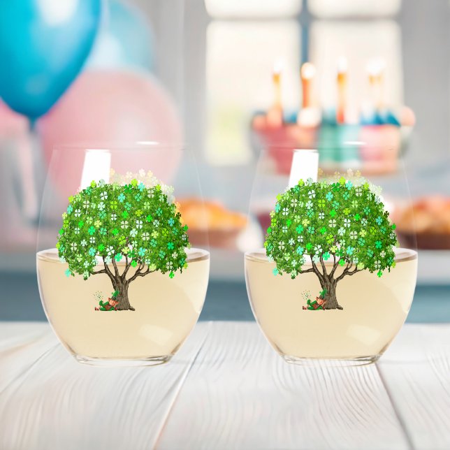 Shamrock Tree With Leprechaun Wine Glasses (Insitu (Baby Shower))