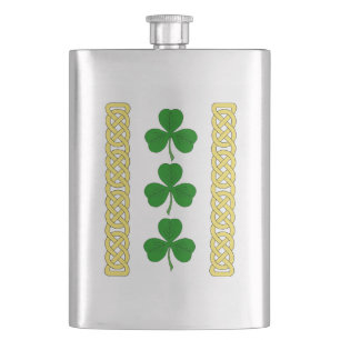 Shamrock Trio and Knotwork Bands Hip Flask