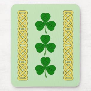 Shamrock Trio and Knotwork Bands Mouse Pad
