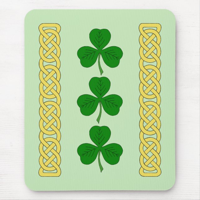 Shamrock Trio and Knotwork Bands Mouse Pad (Front)