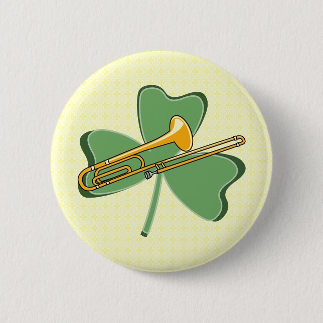 Shamrock Trombone 2 Inch Round Button (Front)