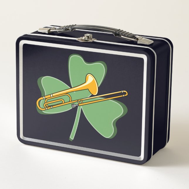 Shamrock Trombone Metal Lunch Box (Front)