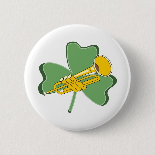 Shamrock Trumpet 2 Inch Round Button (Front)