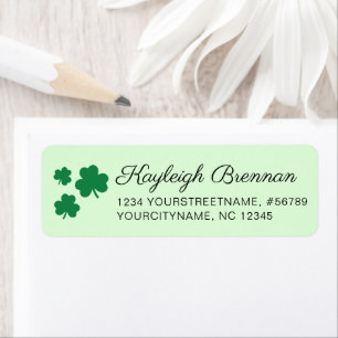 Shamrock vert Clover Irish Adresse de retour Label