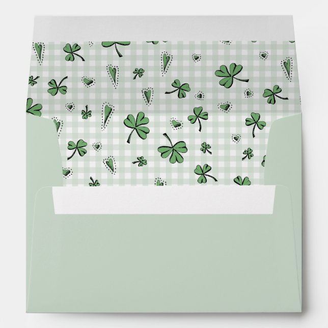 Shamrock vert et Enveloppe En vichy verte (Dos (Bas))