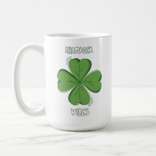 Shamrock Vibes Four-Leaf Clover St. Paddy's Day Coffee Mug