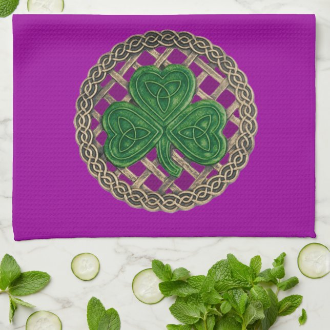 Shamrock Violet Sur Coutons Celtiques Serviette De (Plié)