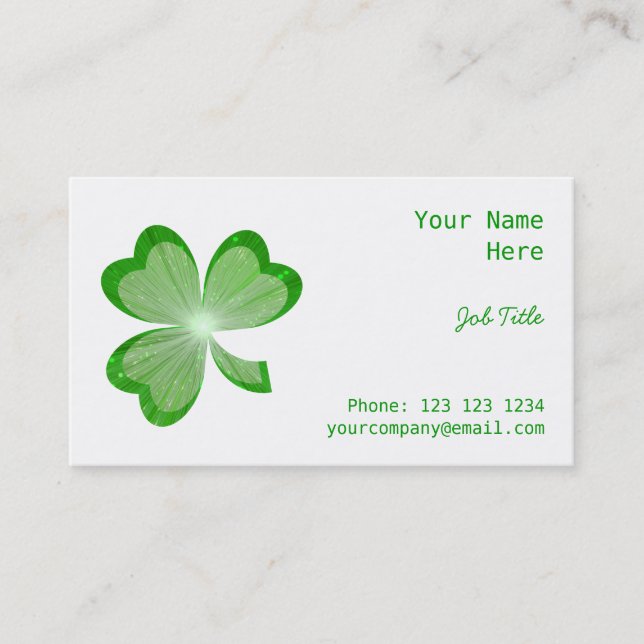 Shamrock White business card side green back (Front)