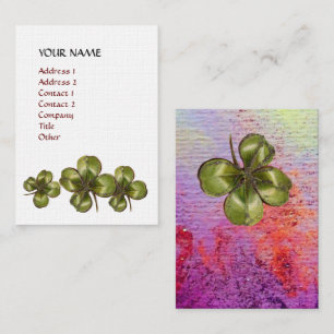 SHAMROCK  Whıte Purple Red  Floral Lınen Business Card