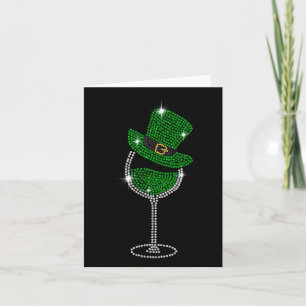 Shamrock Wine Gles Drinking St Patricks Day Irish  Card