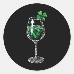 Shamrock Wine Gles Drinking St Patricks Day Irish Classic Round Sticker