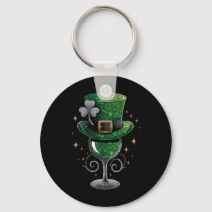 Shamrock Wine Gles Drinking St Patricks Day Irish Keychain