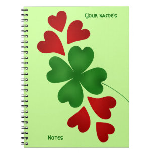 Shamrock with hearts notebook