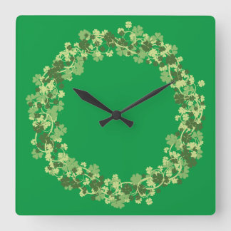 Shamrock Wreath Square Wall Clock