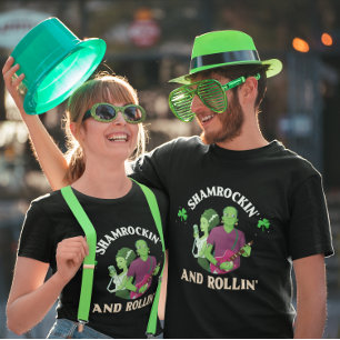 Shamrockin' and Rollin' St. Patrick's Day Humour T-Shirt