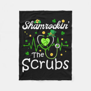 Shamrockin' stethoscope heartbeat nurse st patrick fleece blanket