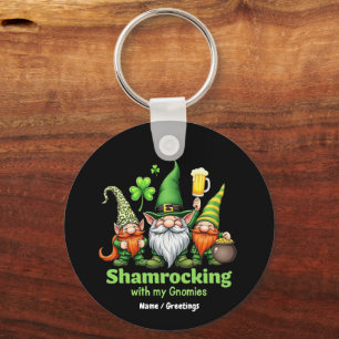 Shamrocking with My Gnomies Funny St. Patrick's Keychain
