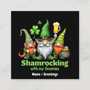 Shamrocking with My Gnomies Funny St. Patrick's  Square Business Card
