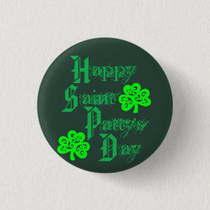 SHAMROCKS 1 INCH ROUND BUTTON
