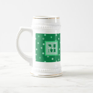 Shamrocks 4-leafed clovers - Light to Dark Greens Beer Stein