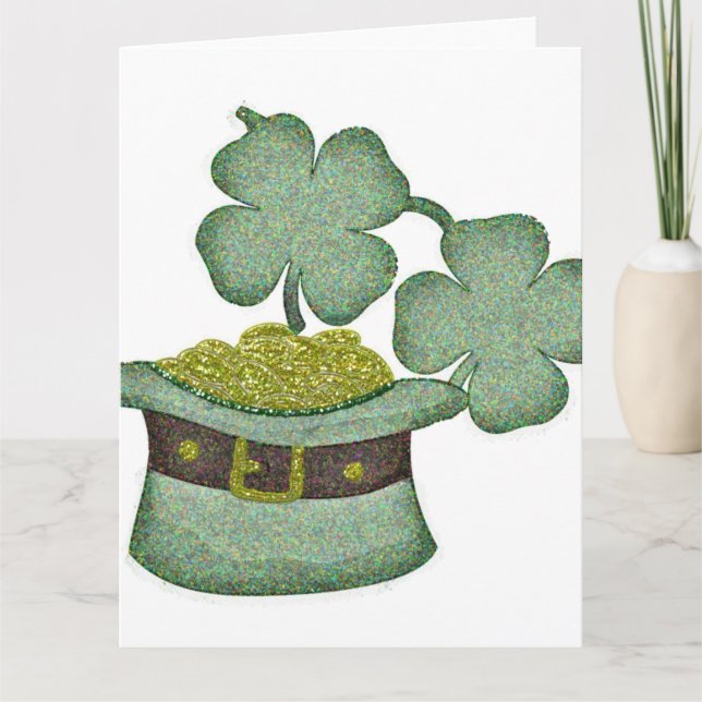 shamrocks and a hatful of gold for Saint Patricks Card (Front)