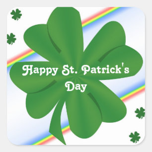 Shamrocks And Rainbow Square Sticker
