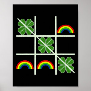 Shamrocks And Rainbows Tic Tac Toe Lucky Saint Pat Poster